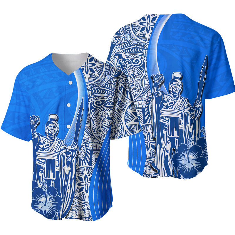 Hawaiian King Kamehameha Baseball Jersey Vibe Blue Style