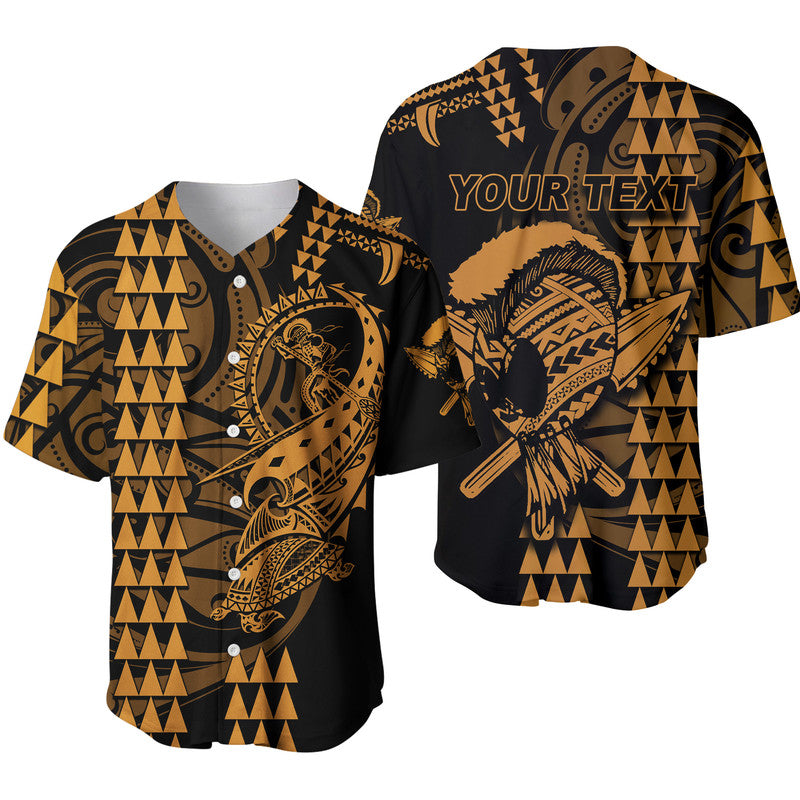 (Custom Personalised) Hawaii Polynesian Warrior Kakau Baseball Jersey Orange