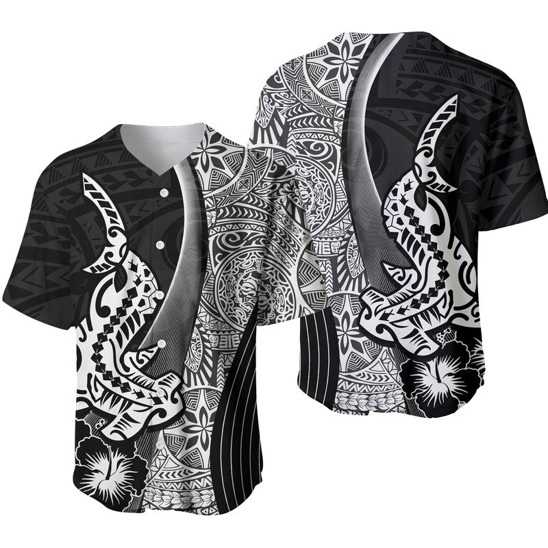 Hawaiian Shark Polynesian Baseball Jersey Vibe Black Style