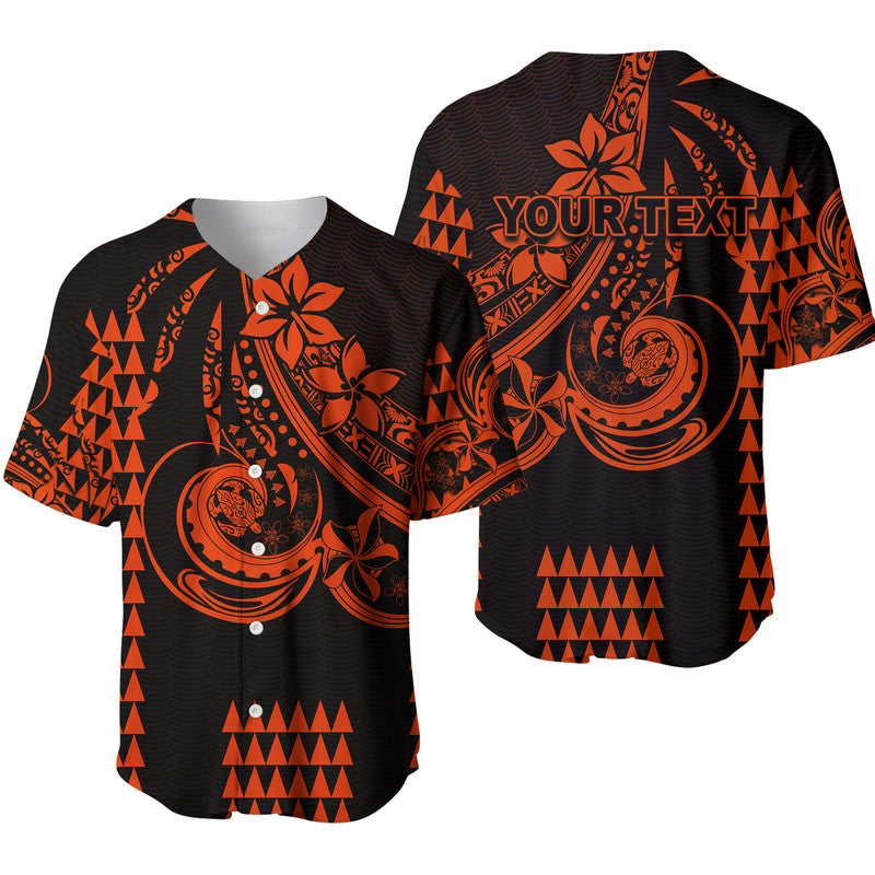 (Custom Personalised) Kakau Hawaiian Polynesian Baseball Jersey Orange