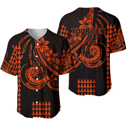 (Custom Personalised) Kakau Hawaiian Polynesian Baseball Jersey Orange