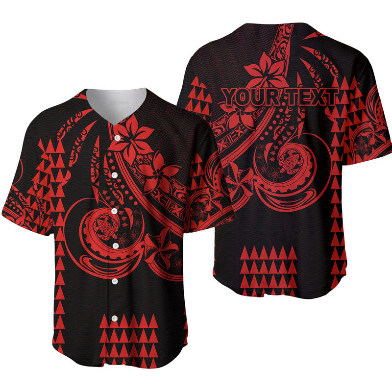 (Custom Personalised) Kakau Hawaiian Polynesian Baseball Jersey Red