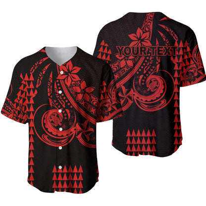 (Custom Personalised) Kakau Hawaiian Polynesian Baseball Jersey Red