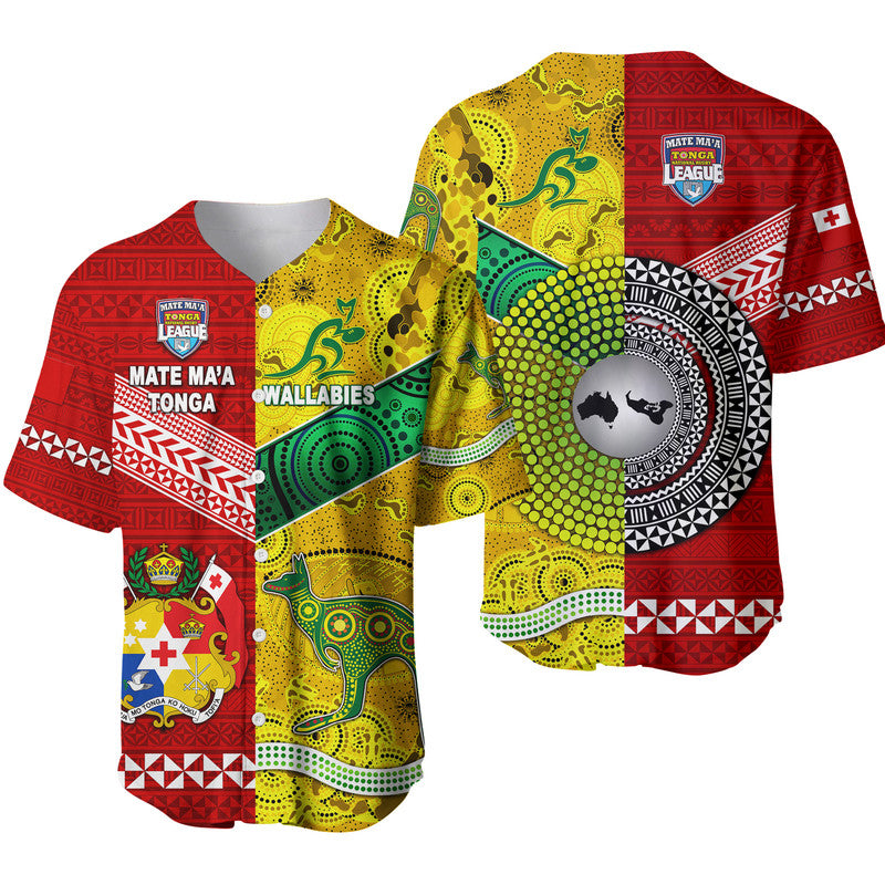 Mate Ma'a Tonga Ngatu And Australia Wallabies Aboriginal Baseball Jersey Rugby Together
