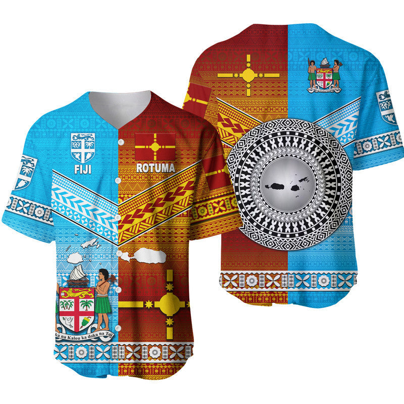 Fiji And Rotuma Tapa Pattern Baseball Jersey Together