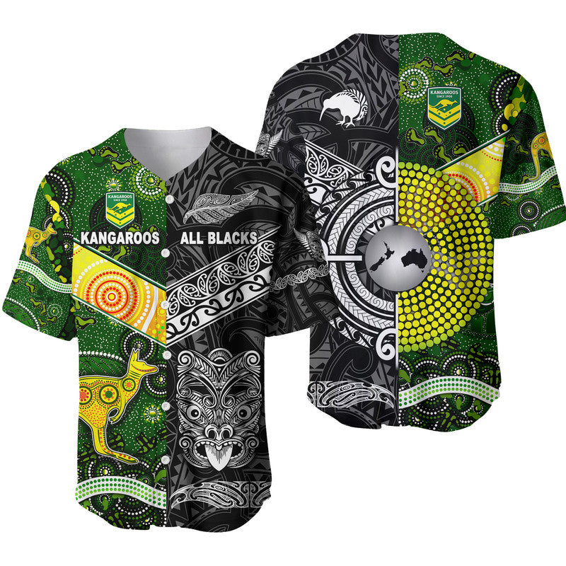 New Zealand Maori All Black And Australia Kangaroos Aboriginal Baseball Jersey Rugby Together