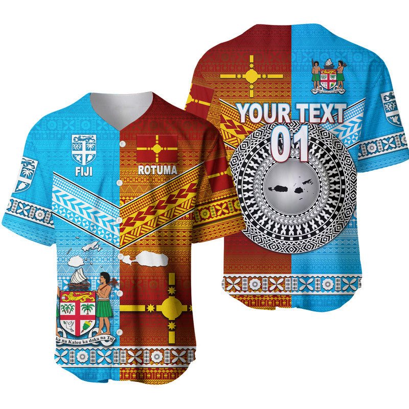 (Custom Personalised) Fiji And Rotuma Tapa Pattern Baseball Jersey Together