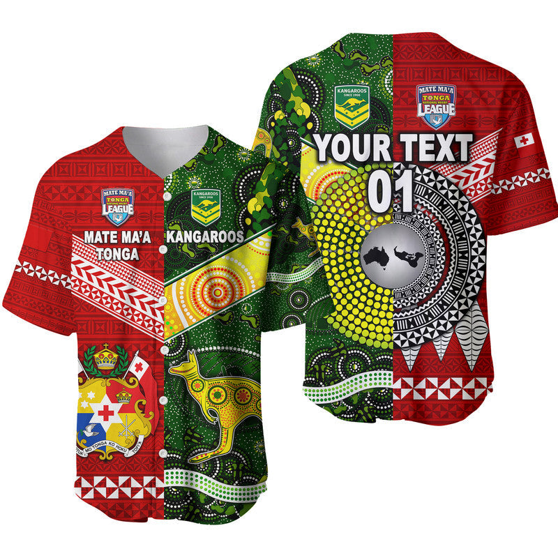 (Custom Personalised) Mate Ma'a Tonga Ngatu And Australia Kangaroos Aboriginal Baseball Jersey Rugby Together