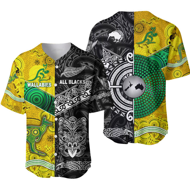 New Zealand Maori All Black And Australia Wallabies Aboriginal Baseball Jersey Rugby Together