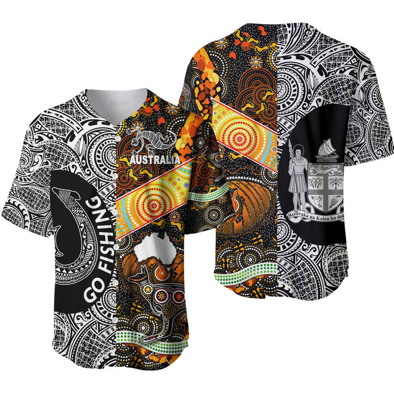 Australia Aboriginal And Fiji Go Fishing Baseball Jersey Together