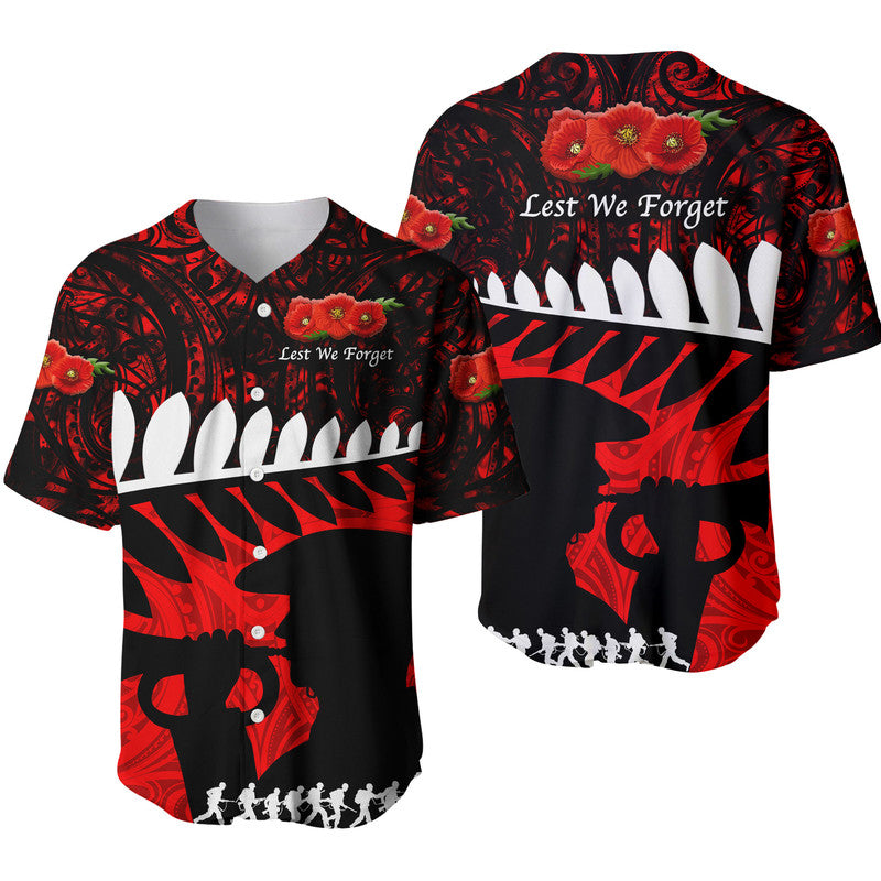 New Zealand Maori ANZAC Baseball Jersey Remembrance Soldier Red
