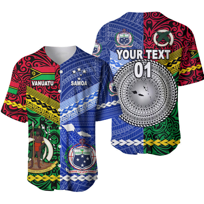 (Custom Personalised) Samoa And Vanuatu Baseball Jersey Together