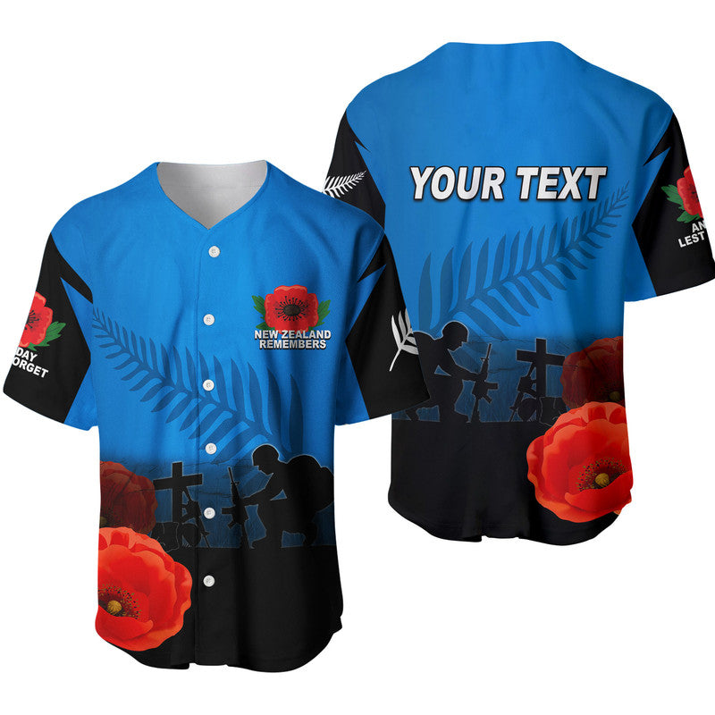 (Custom Personalised) Anzac Day New Zealand Remembers Baseball Jersey