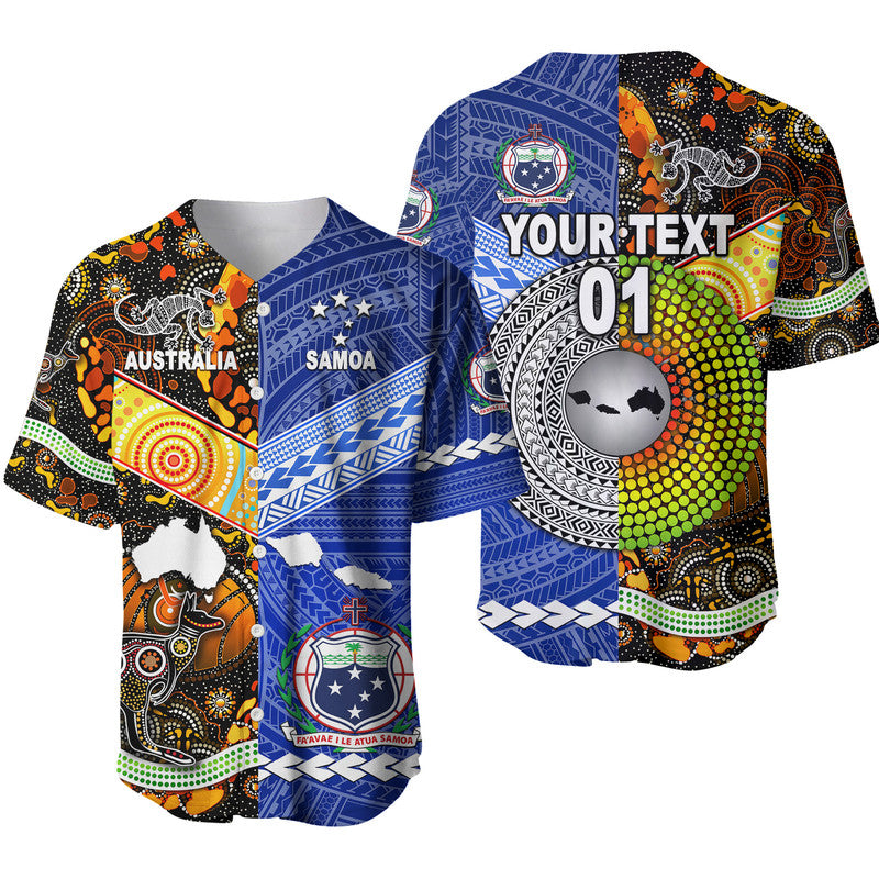 (Custom Personalised) Samoa And Australia Aboriginal Baseball Jersey Together