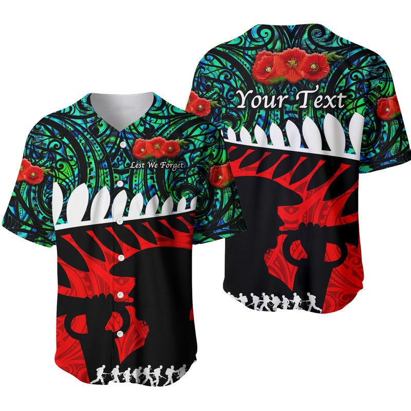 (Custom Personalised) New Zealand Maori ANZAC Baseball Jersey Remembrance Soldier Turquoise