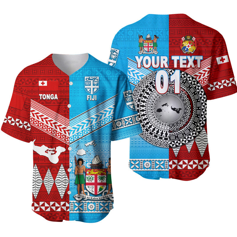 (Custom Personalised) Tonga Ngatu And Fiji Tapa Baseball Jersey Together