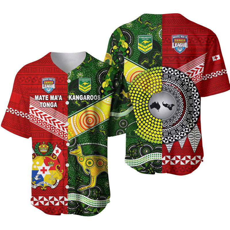 Mate Ma'a Tonga Ngatu And Australia Kangaroos Aboriginal Baseball Jersey Rugby Together