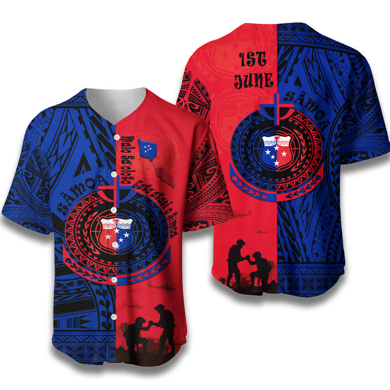 Samoa Independence Day Baseball Jersey Military Polynesian Pattern