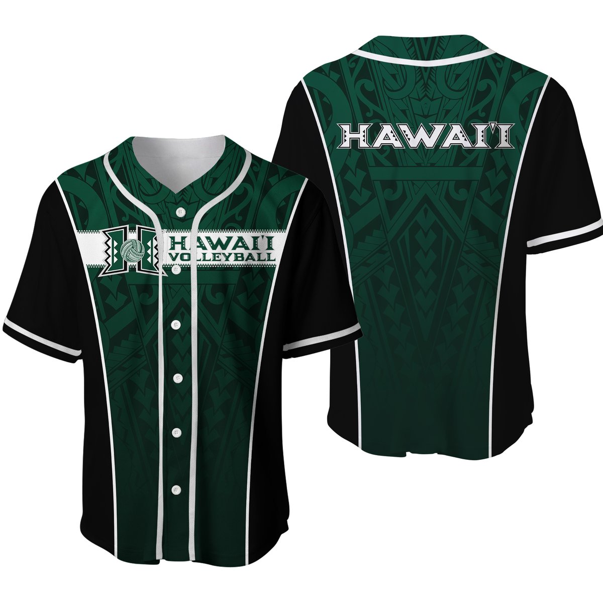 Hawaii Volleyball Green Warrior Baseball Jersey