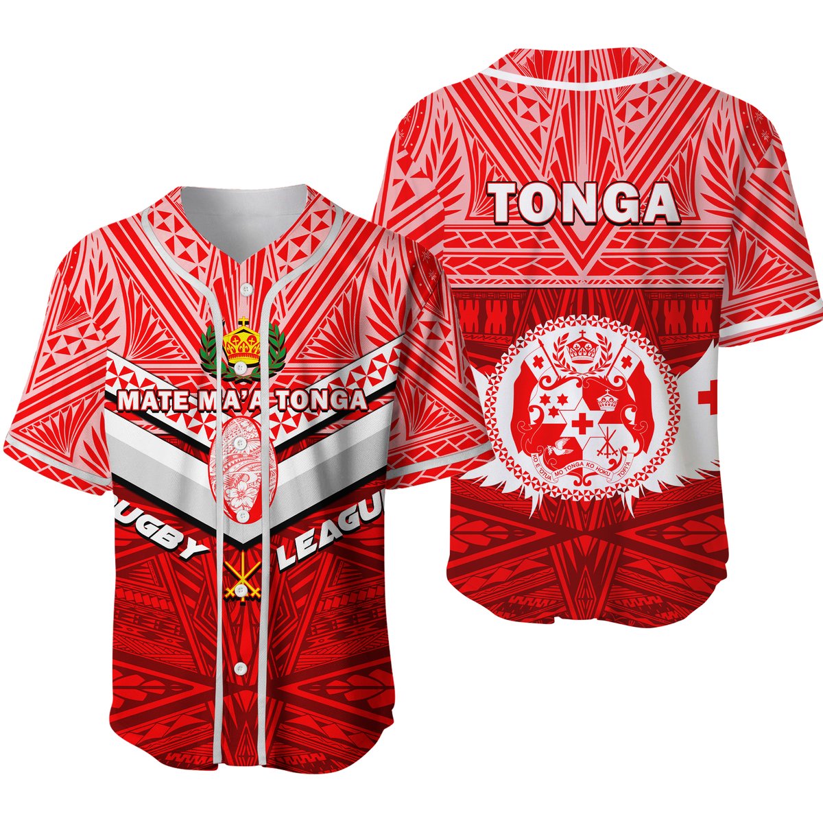 Tonga Rugby Mate Ma'a Tonga Tapa Pattern Baseball Jersey