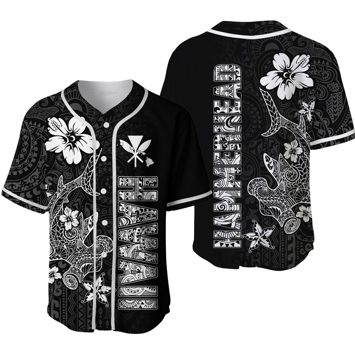 Hawaii Hammerhead Shark Hibiscus Hawaii Pattern Baseball Jersey