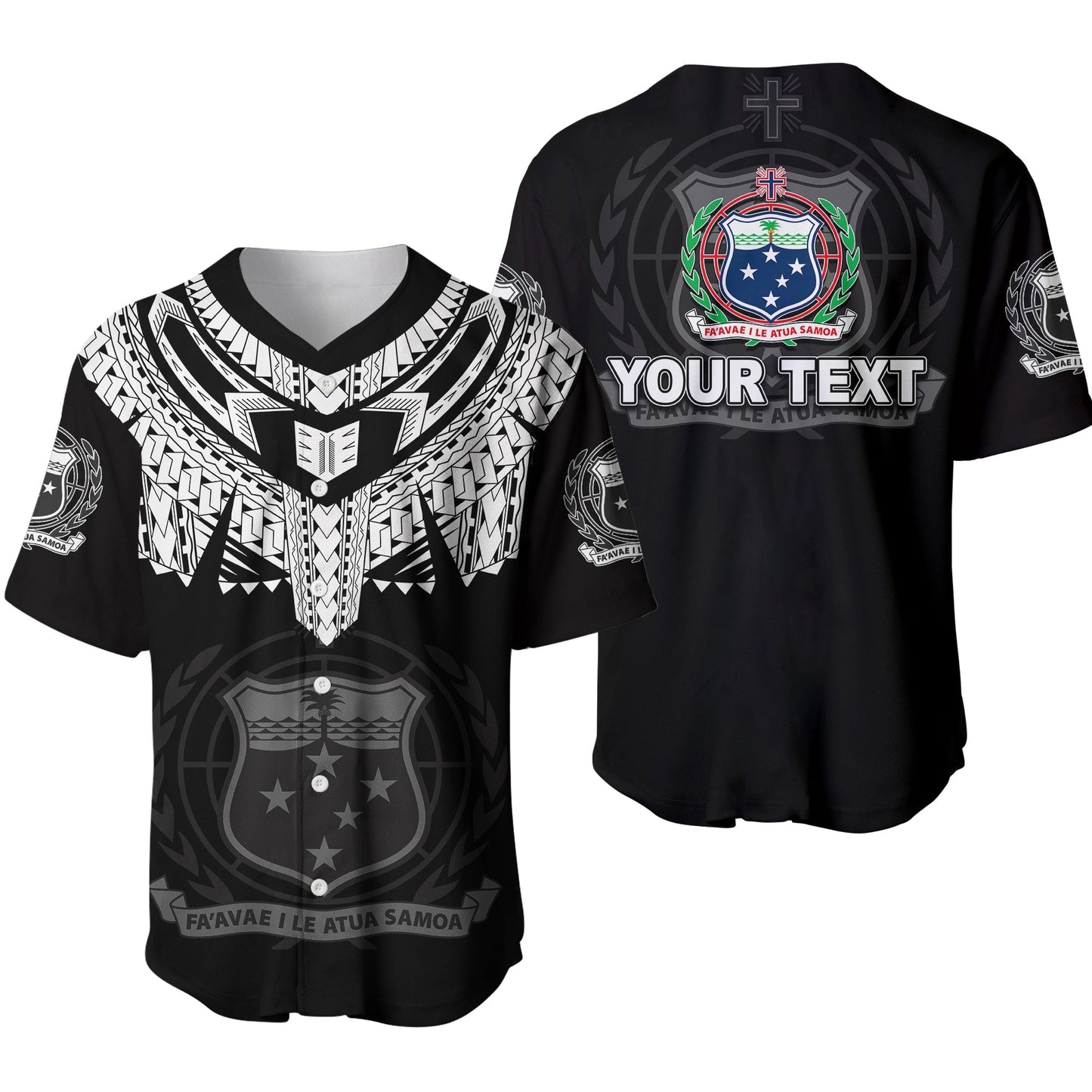 (Custom Personalised) Samoa Tribal Tattoo Coat Of Arms Baseball Jersey No.4