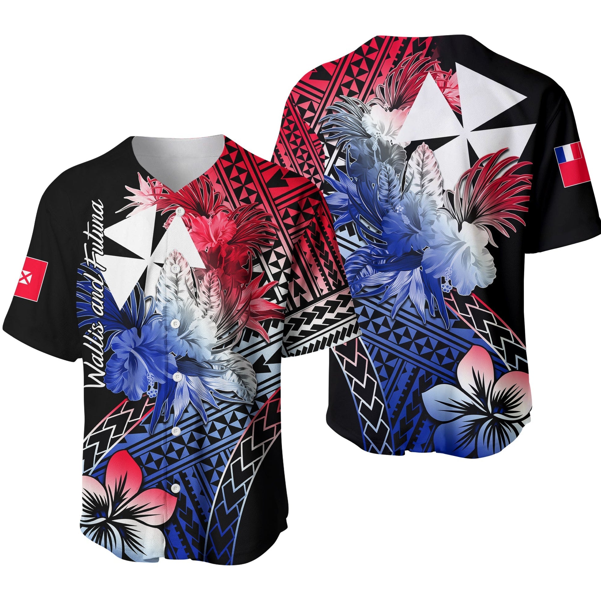 Wallis and Futuna Baseball Jersey Hibiscus