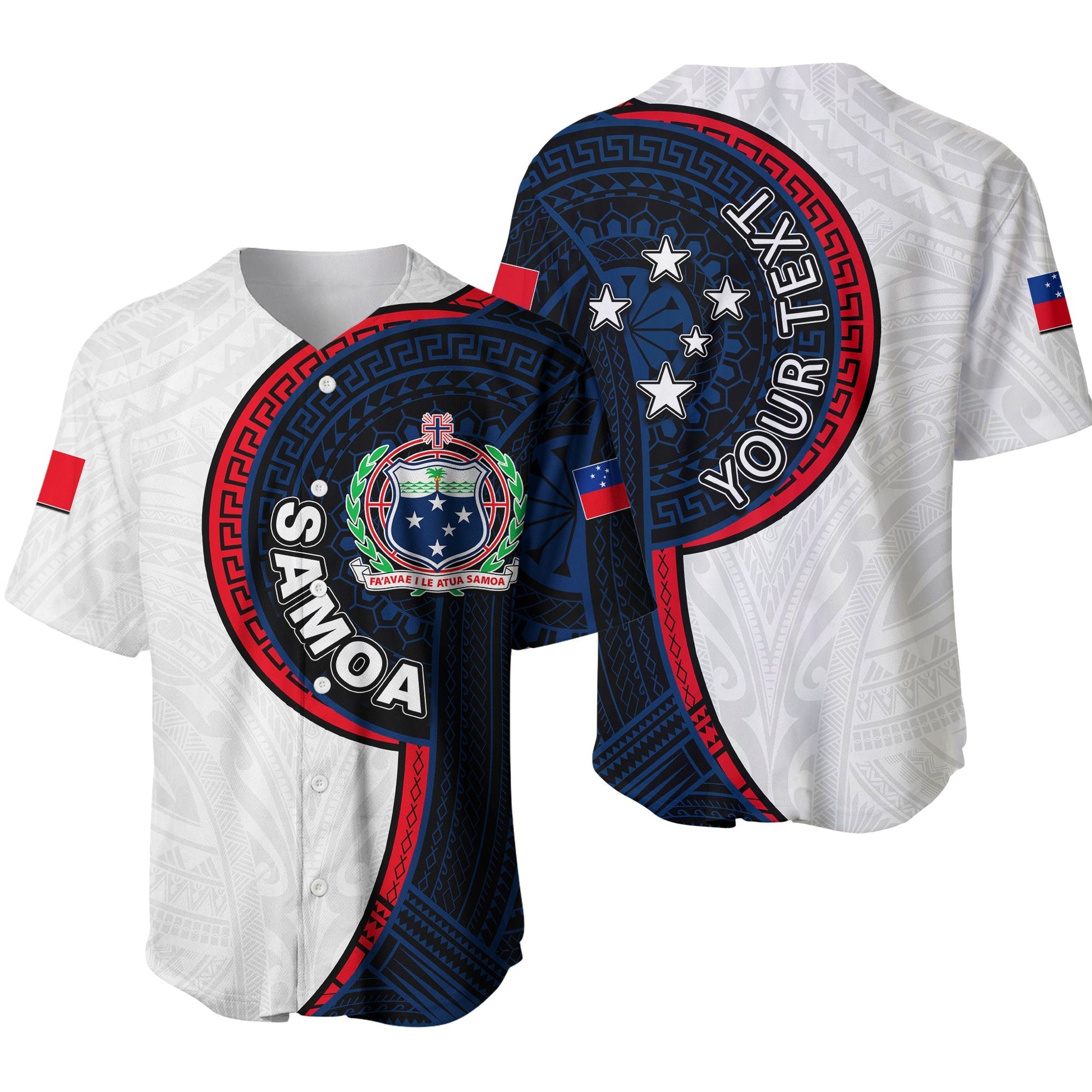 (Custom Personalised) Samoa Tribal Tattoo Baseball Jersey No.3