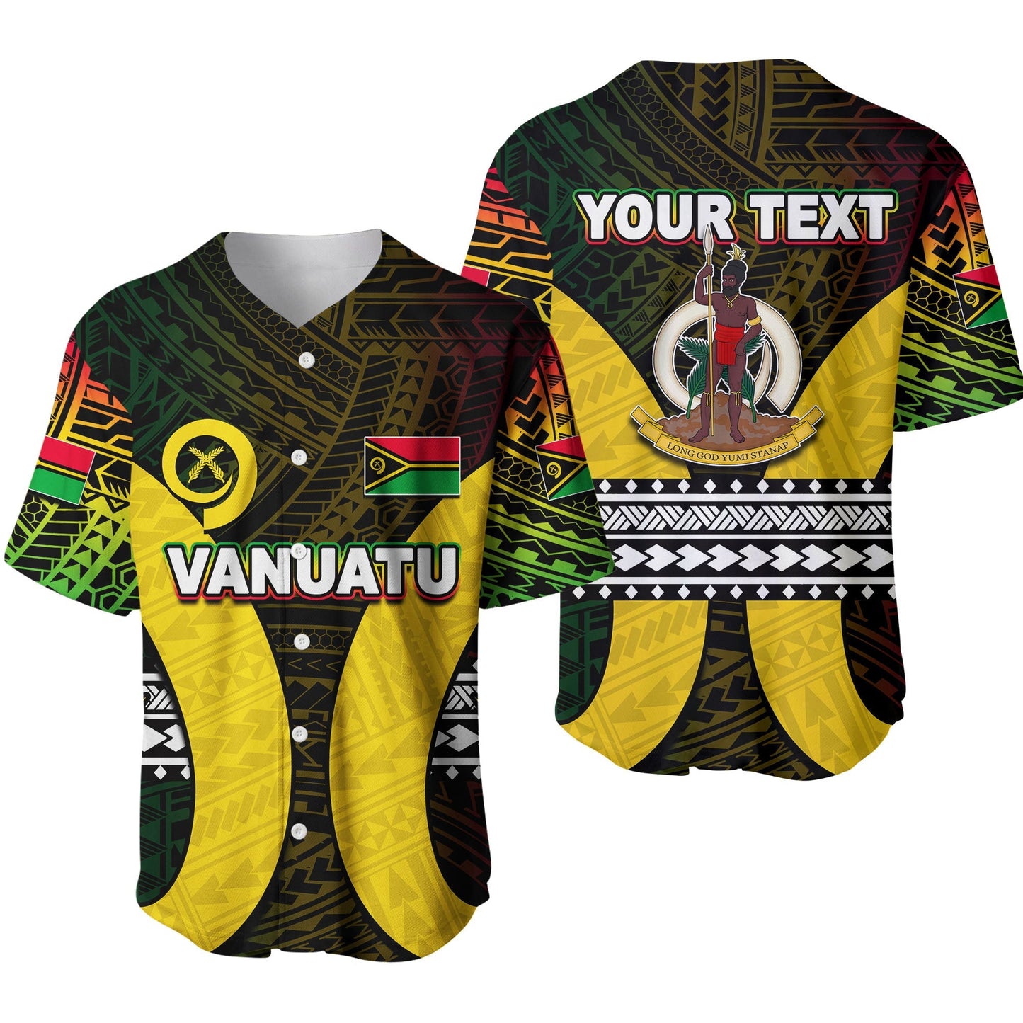 (Custom Personalised) Vanuatu Baseball Jersey Polynesian Patterns Mix Pig Tusk