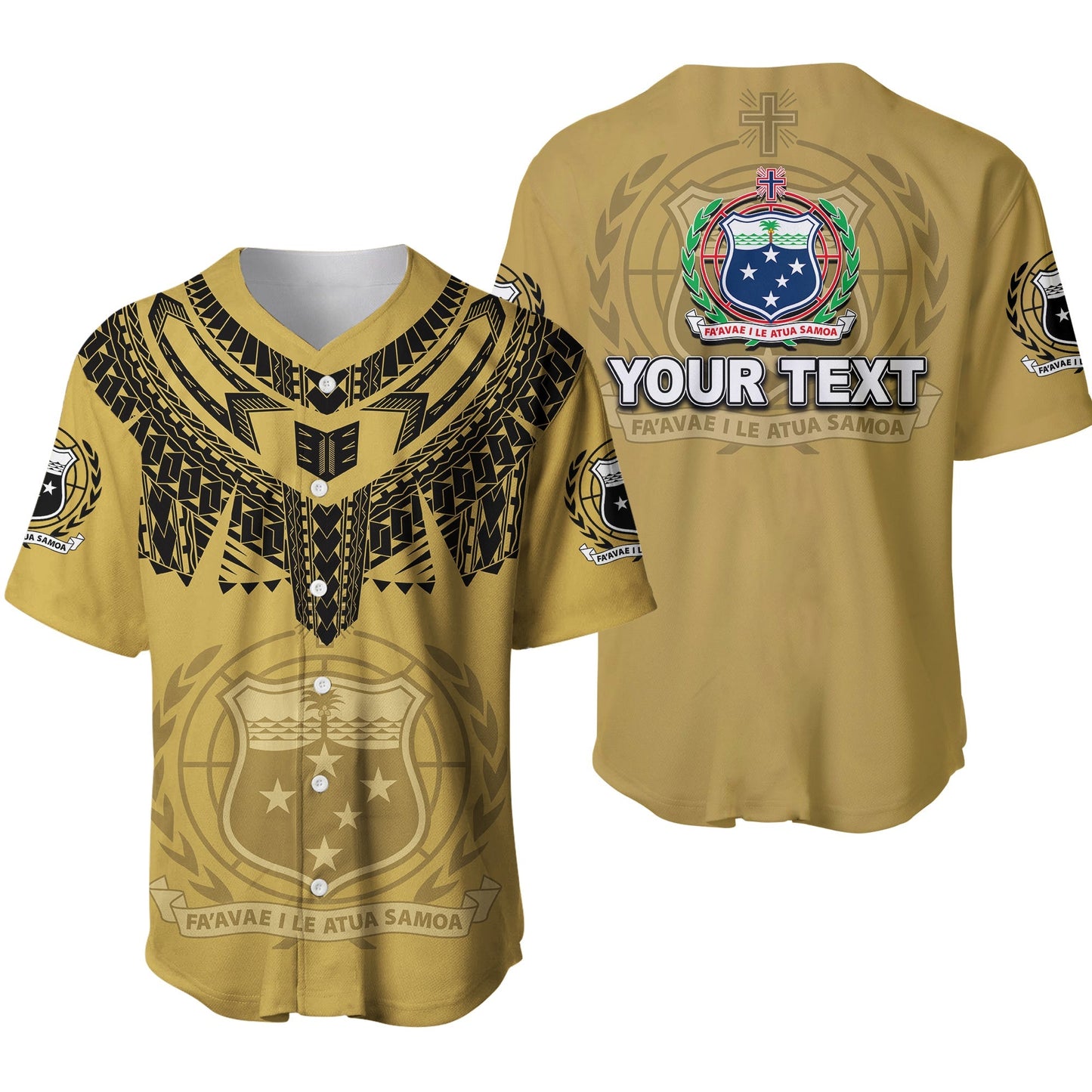 (Custom Personalised) Samoa Tribal Tattoo Coat Of Arms Baseball Jersey No.2
