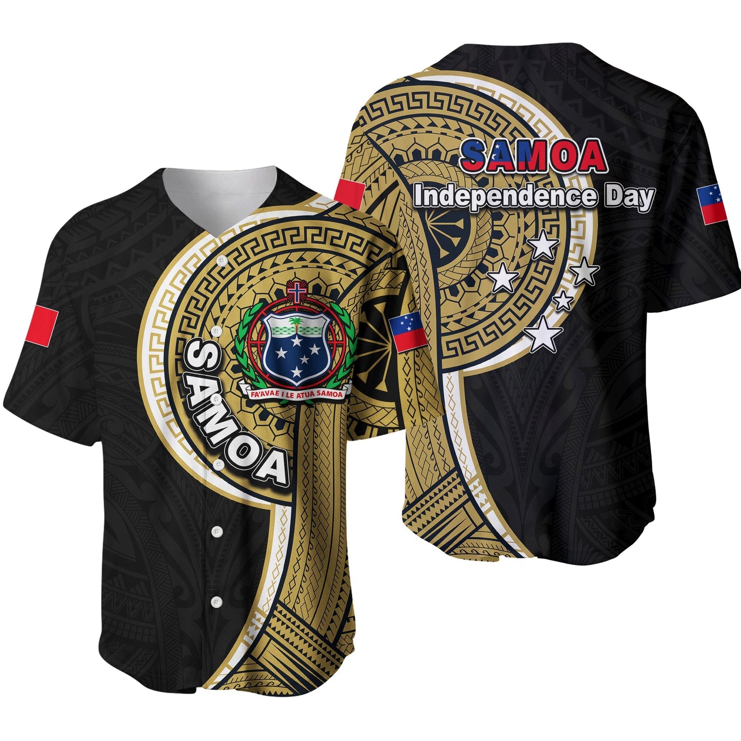 Samoa Independence Day Tribal Tattoo Baseball Jersey No.2