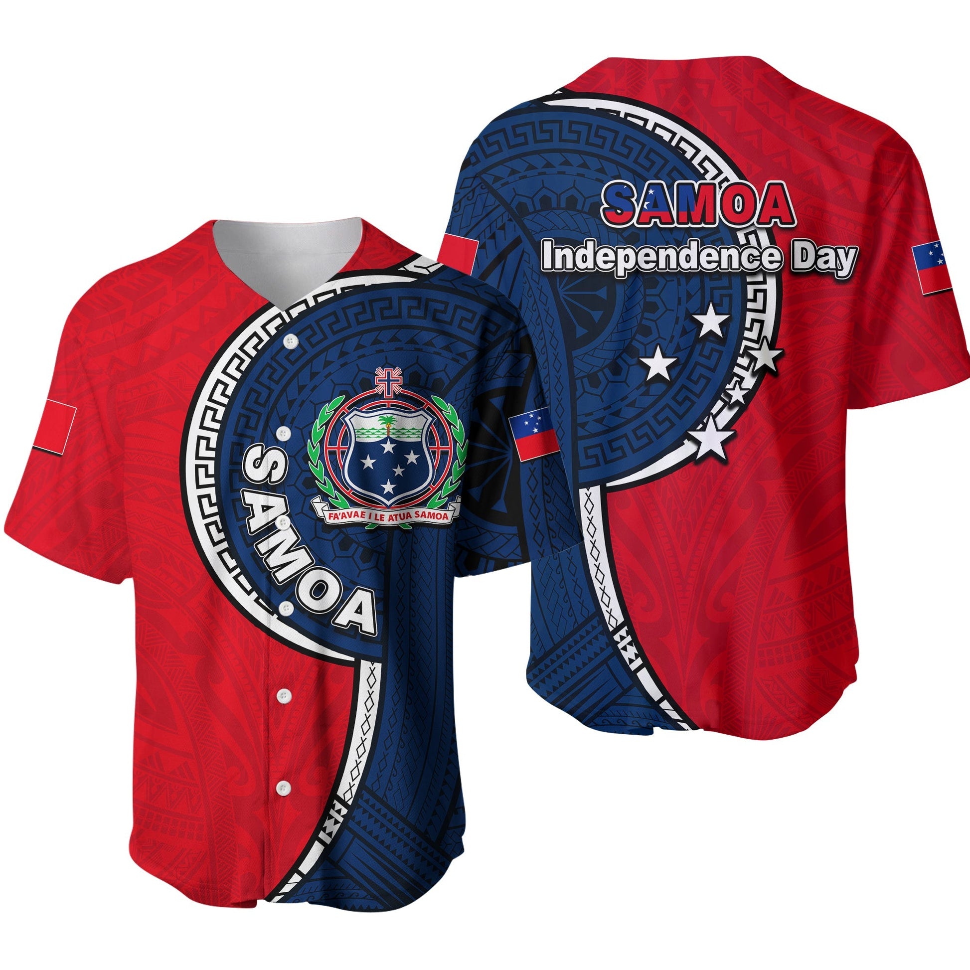 Samoa Independence Day Tribal Tattoo Baseball Jersey No.1
