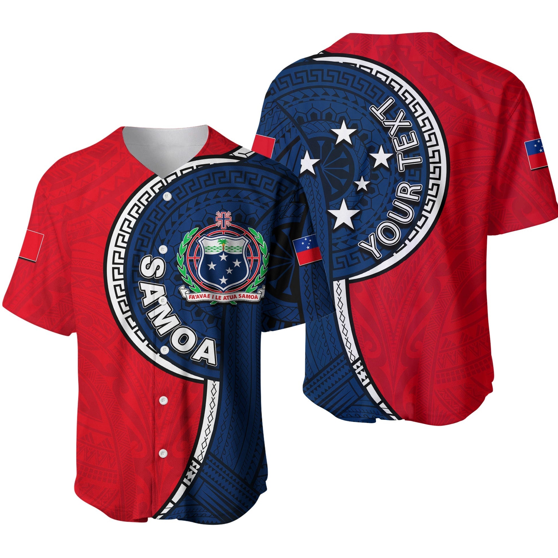 (Custom Personalised) Samoa Tribal Tattoo Baseball Jersey No.1