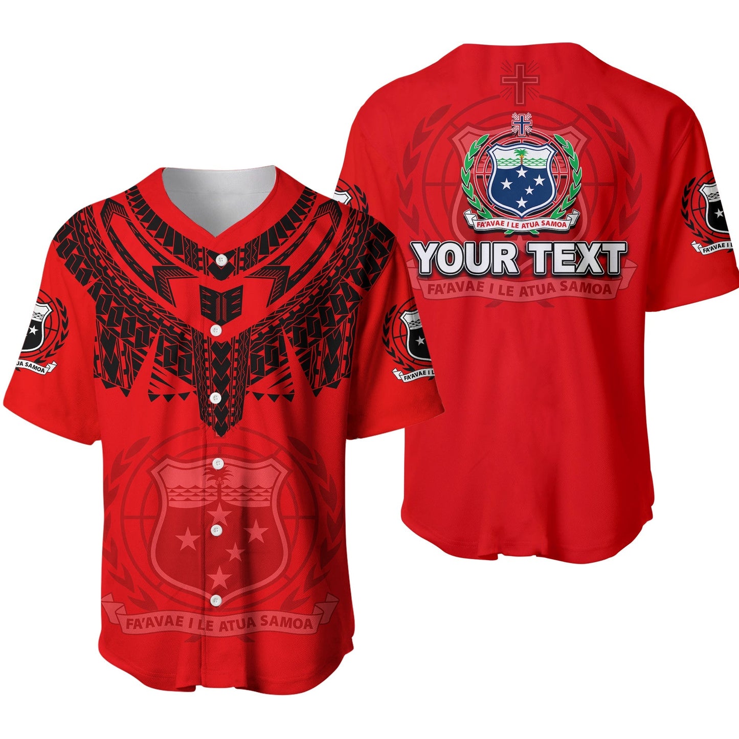 (Custom Personalised) Samoa Tribal Tattoo Coat Of Arms Baseball Jersey No.1