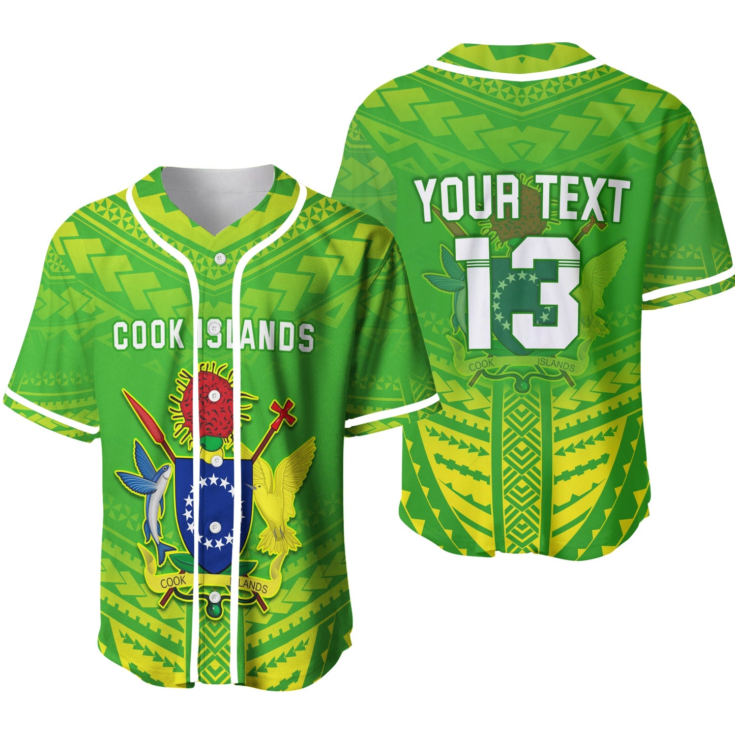 (Custom Personalised) Cook Islands Baseball Jersey Fresh Life 02 Custom Text and Number