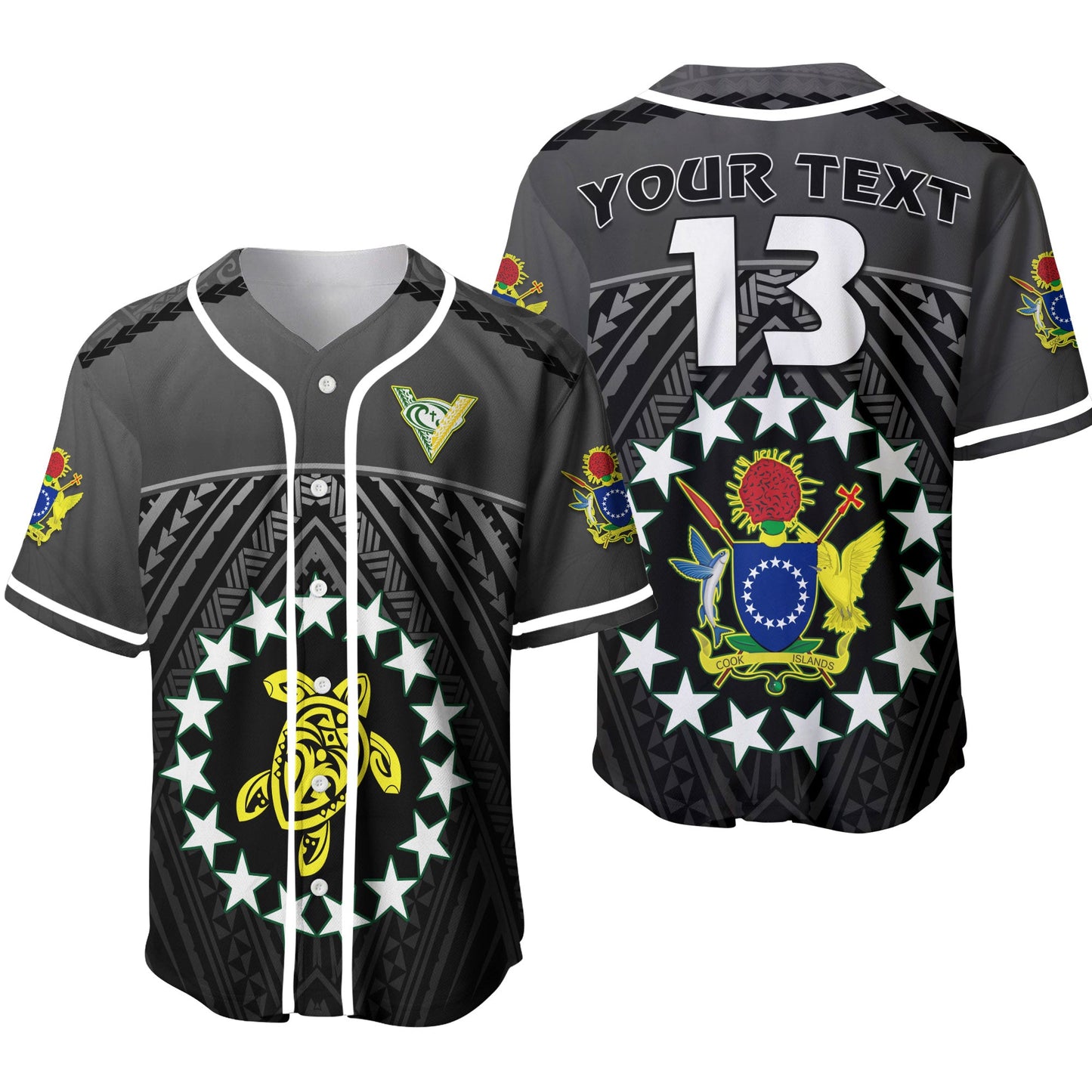 (Custom Personalised) The Kuki's Baseball Jersey Cook Islands Rugby Black Custom Text and Number