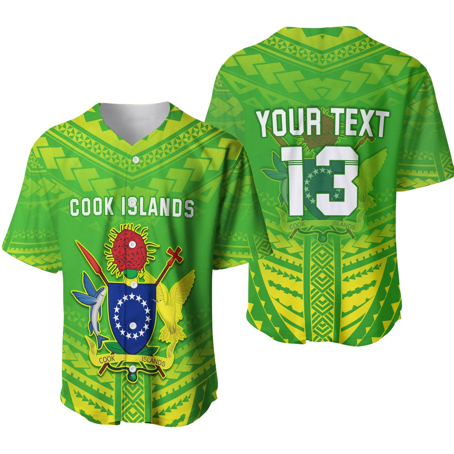 (Custom Personalised) Cook Islands Baseball Jersey Fresh Life Custom Text and Number