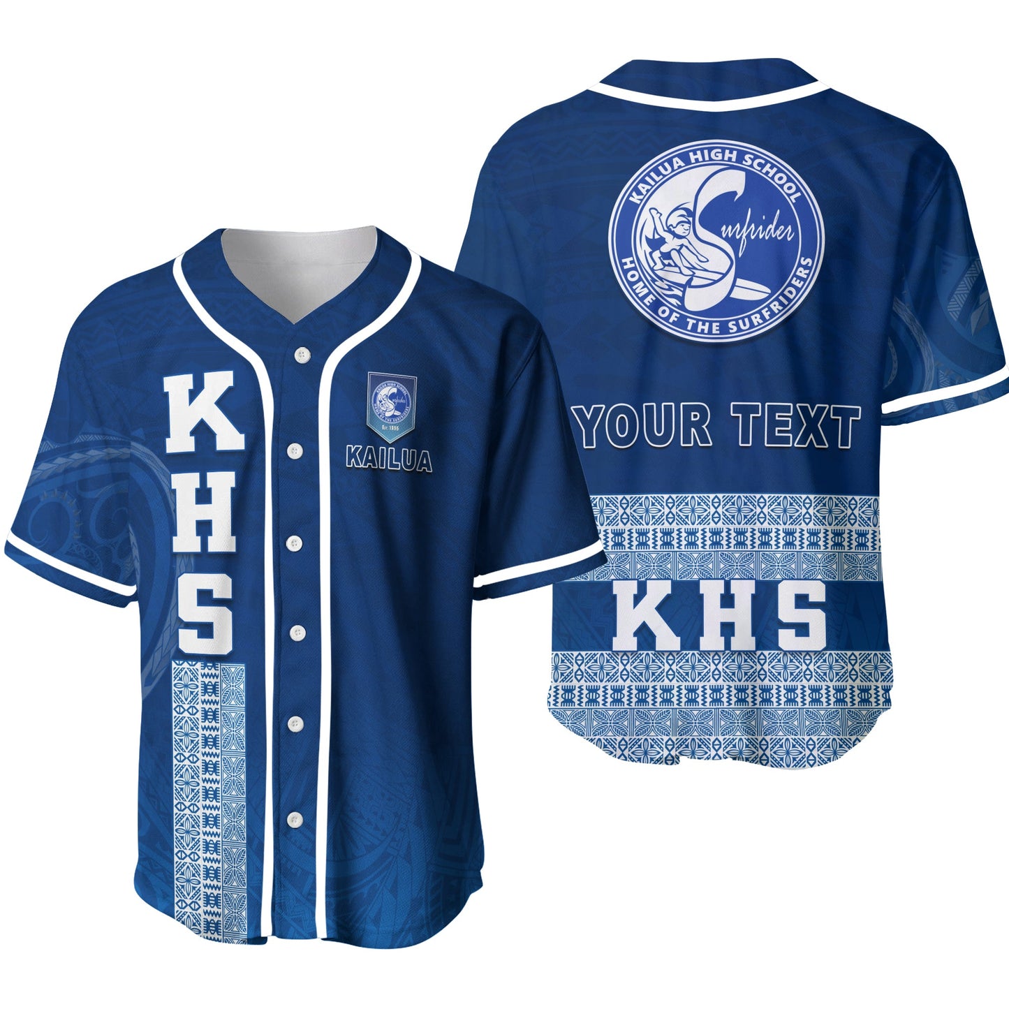 (Custom Personalised) Kailua High School Baseball Jersey KHS Hawaii Pattern