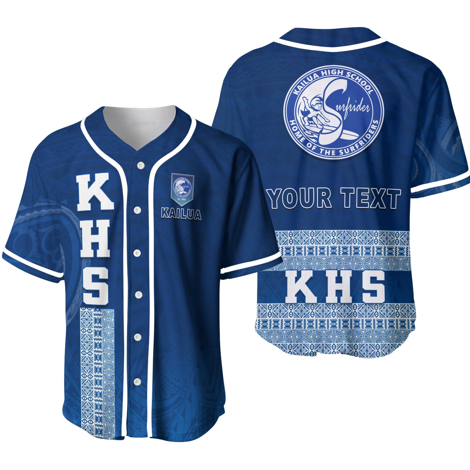 (Custom Personalised) Kailua High School Baseball Jersey KHS Hawaii Pattern