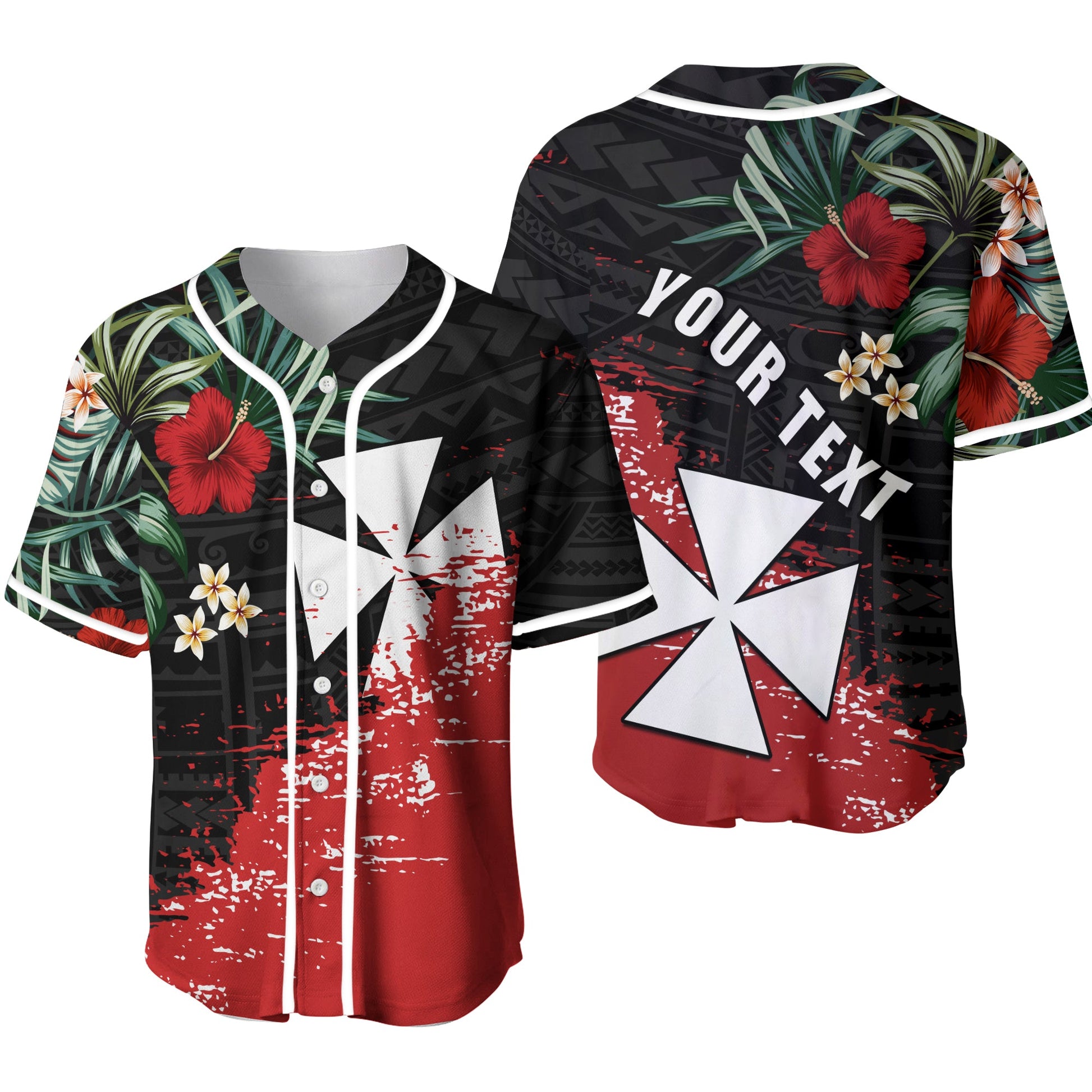 (Custom Personalised) Wallis and Futuna Polynesian Baseball Jersey Fantastic Flowers
