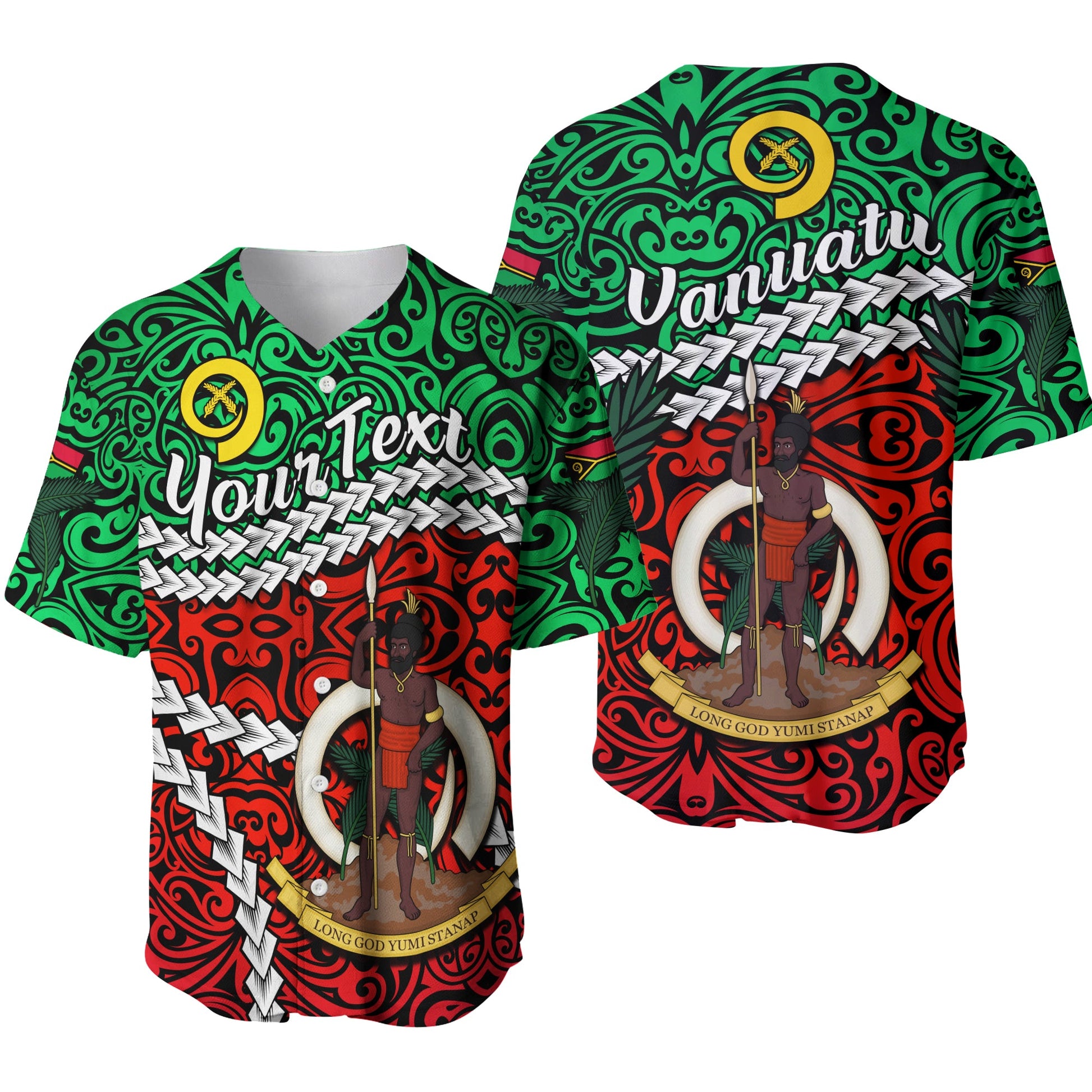 (Custom Personalised) Vanuatu Baseball Jersey Simple