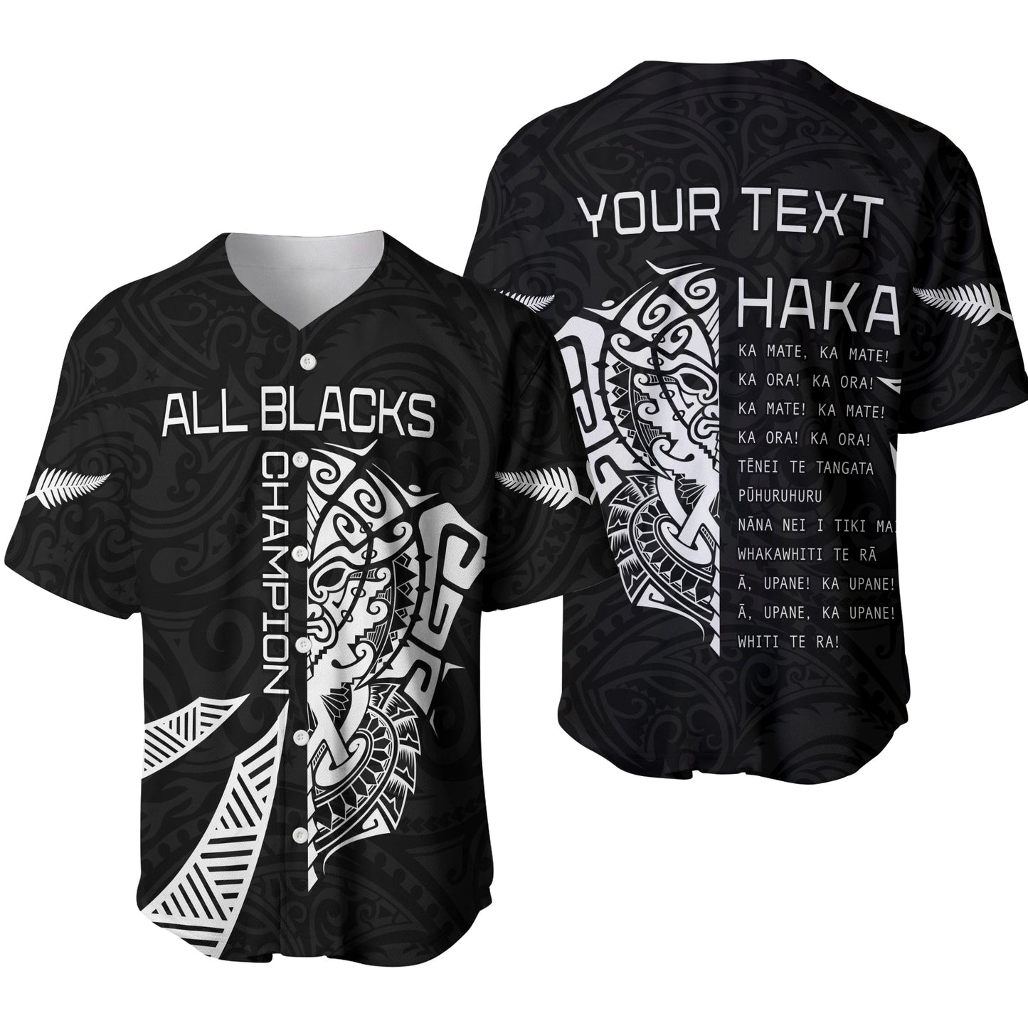 (Custom Personalised) New Zealand Rugby Baseball Jersey Haka All Black mix Ta Moko