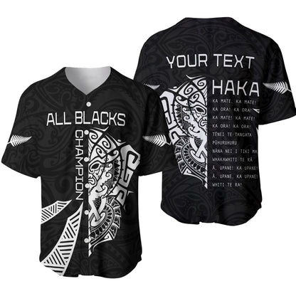 (Custom Personalised) New Zealand Rugby Baseball Jersey Haka All Black mix Ta Moko