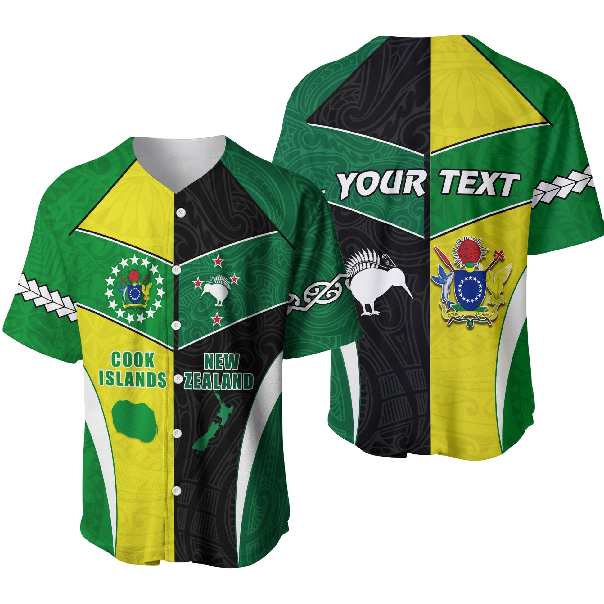 (Custom Personalised) Cook Islands and New Zealand Baseball Jersey Polynesian mix Maori