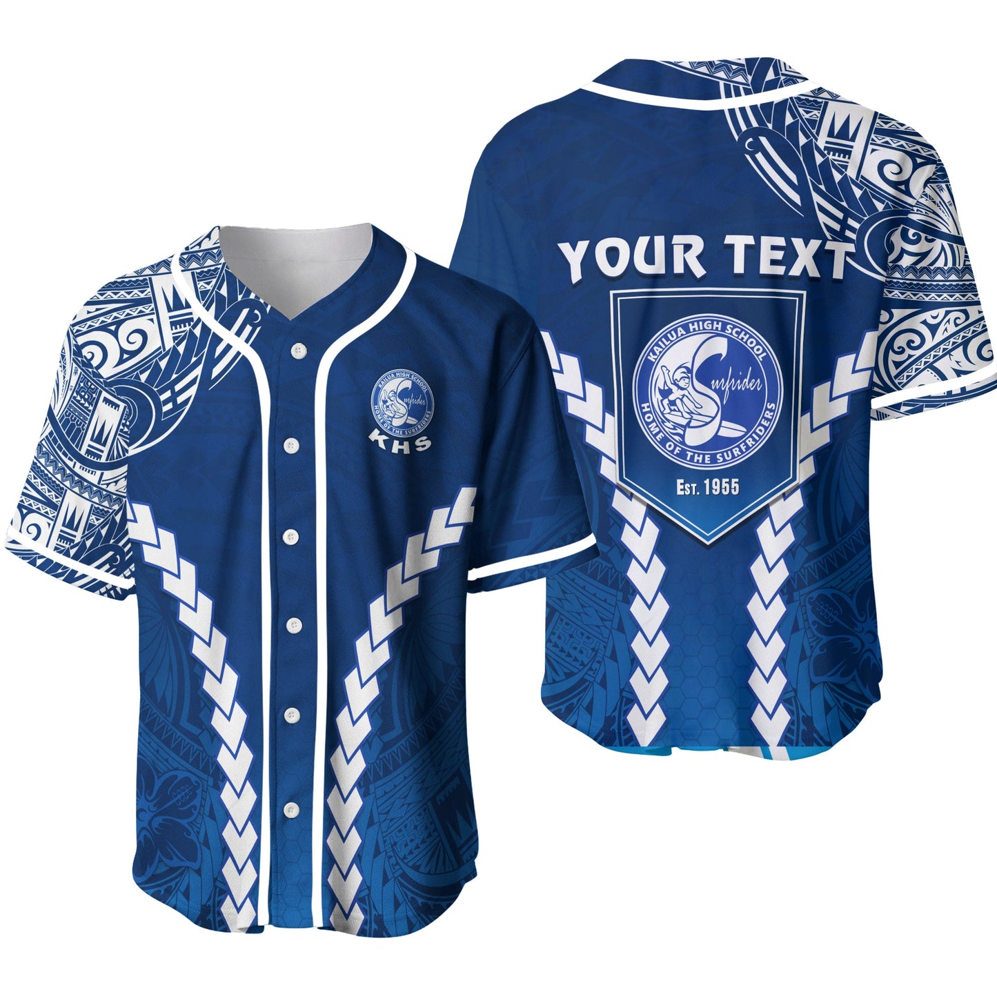 (Custom Personalised) Kailua High School Baseball Jersey Home of the Surfriders