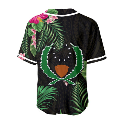 Pohnpei Micronesia Gold Baseball Jersey Tropical Flowers Version 02