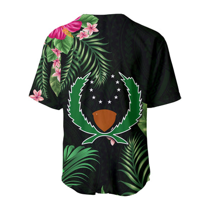 Pohnpei Micronesia Green Baseball Jersey Tropical Flowers