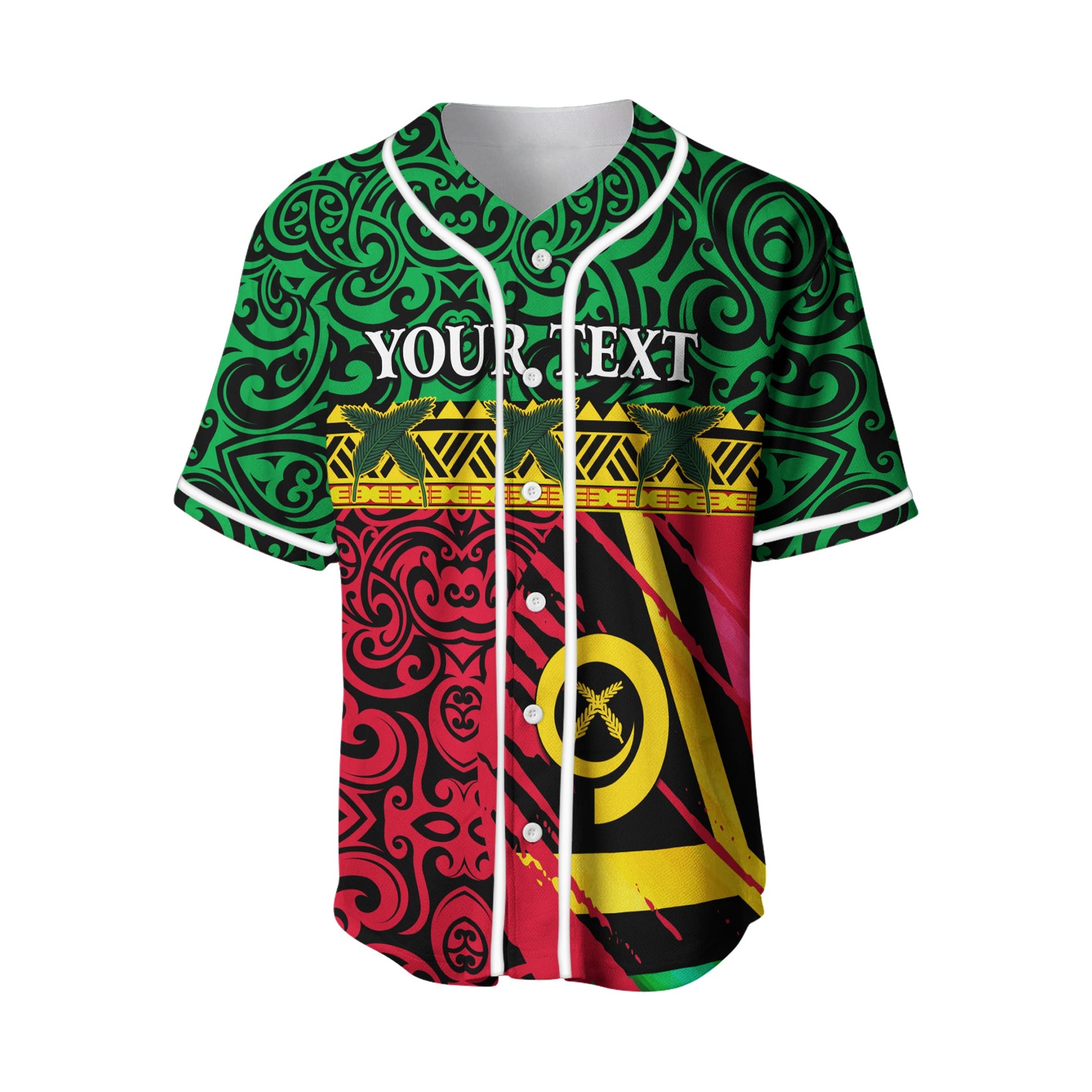 (Custom Personalised) Vanuatu Dreamy Baseball Jersey Flag and Pattern