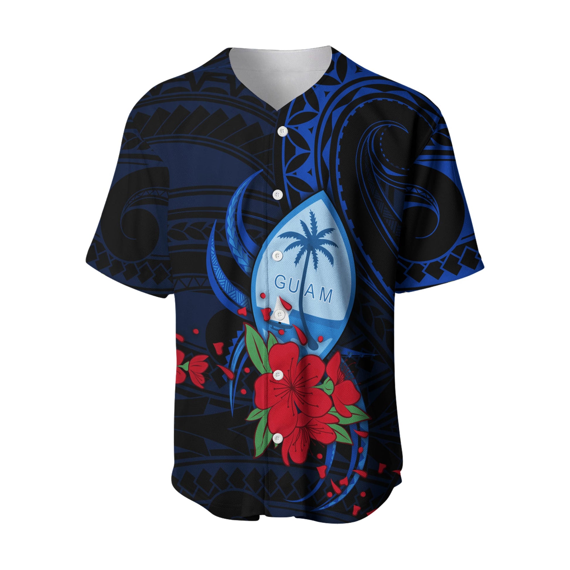 Guam Baseball Jersey Polynesian Flowers