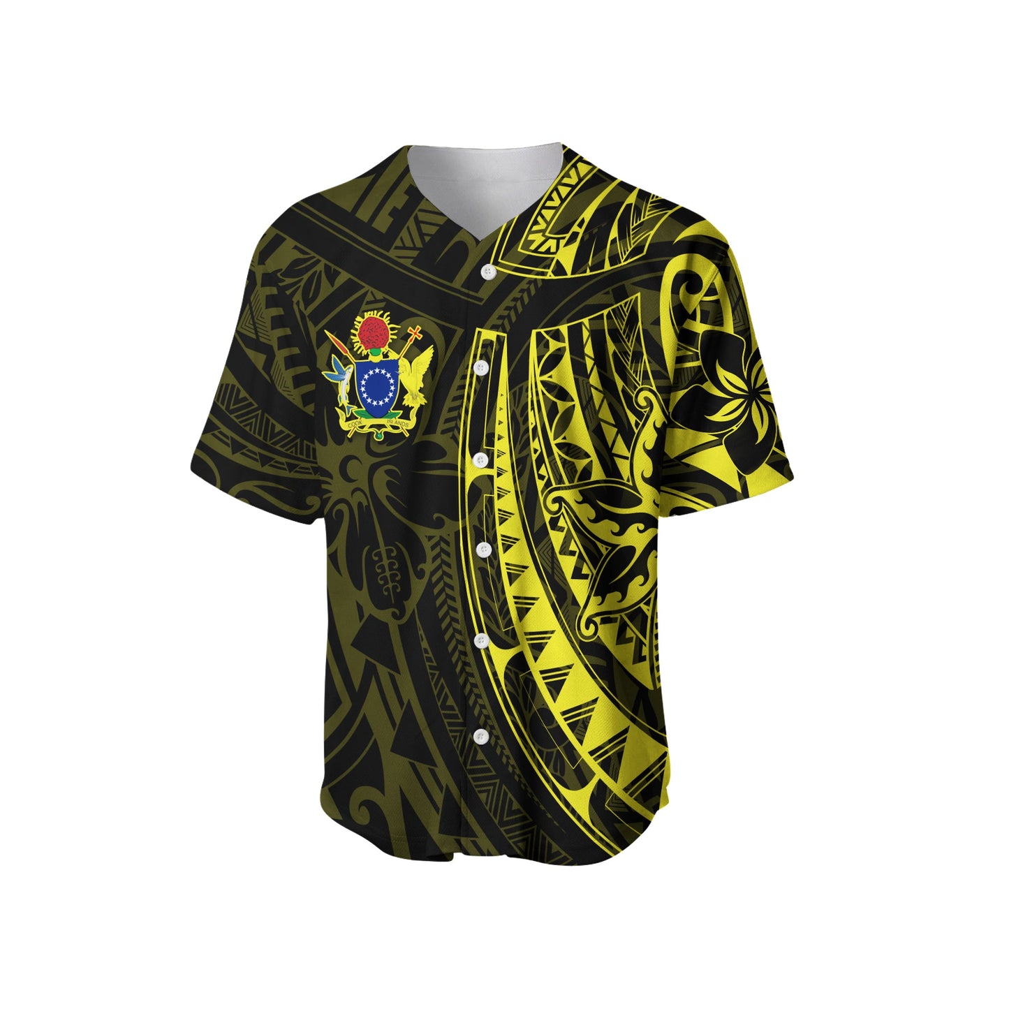 Cook Islands Baseball Jersey Polynesian Flowers